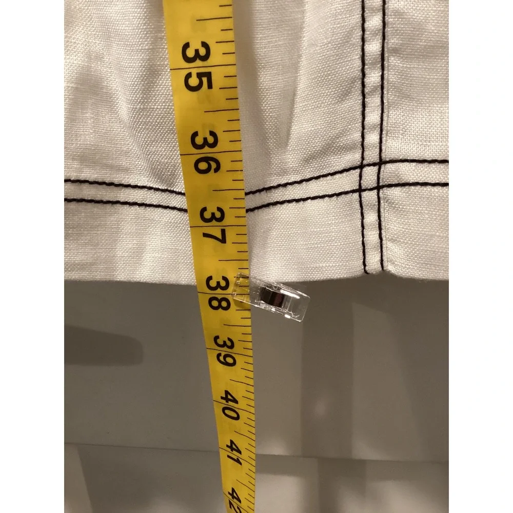Few Moda CAARA White Linen Maxi Skirt Contrast Stitch High Waist Long Skirt